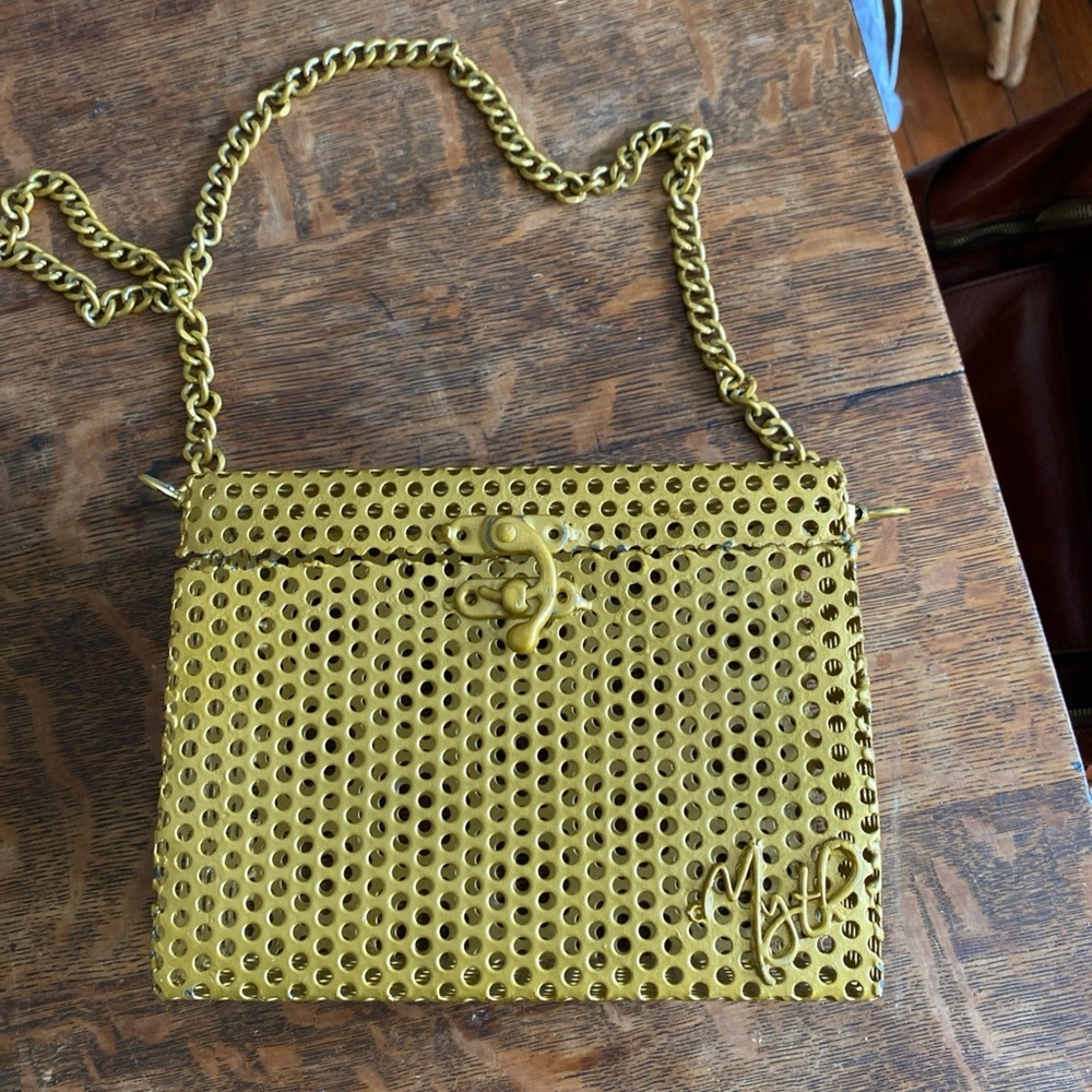 Chic Gold Perforated Crossbody Bag